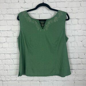 Eddie Bauer Linen Embroidered Sleeveless Top